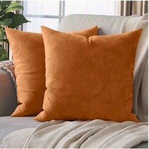 18”x18” burnt orange velvet pillow covers zipper side set of 2 new in box